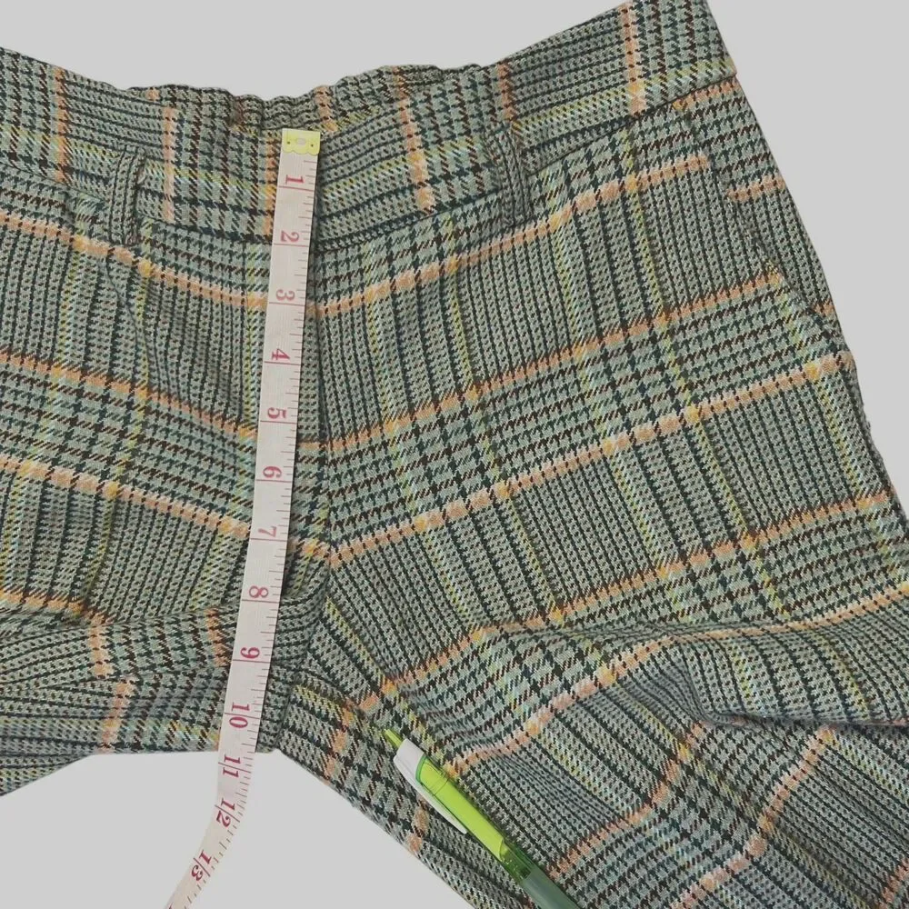Sisley Womens 42 Small Green Plaid 25 % Wool Blend Cropped Pants Boho Retro Chic - Picture 14 of 16